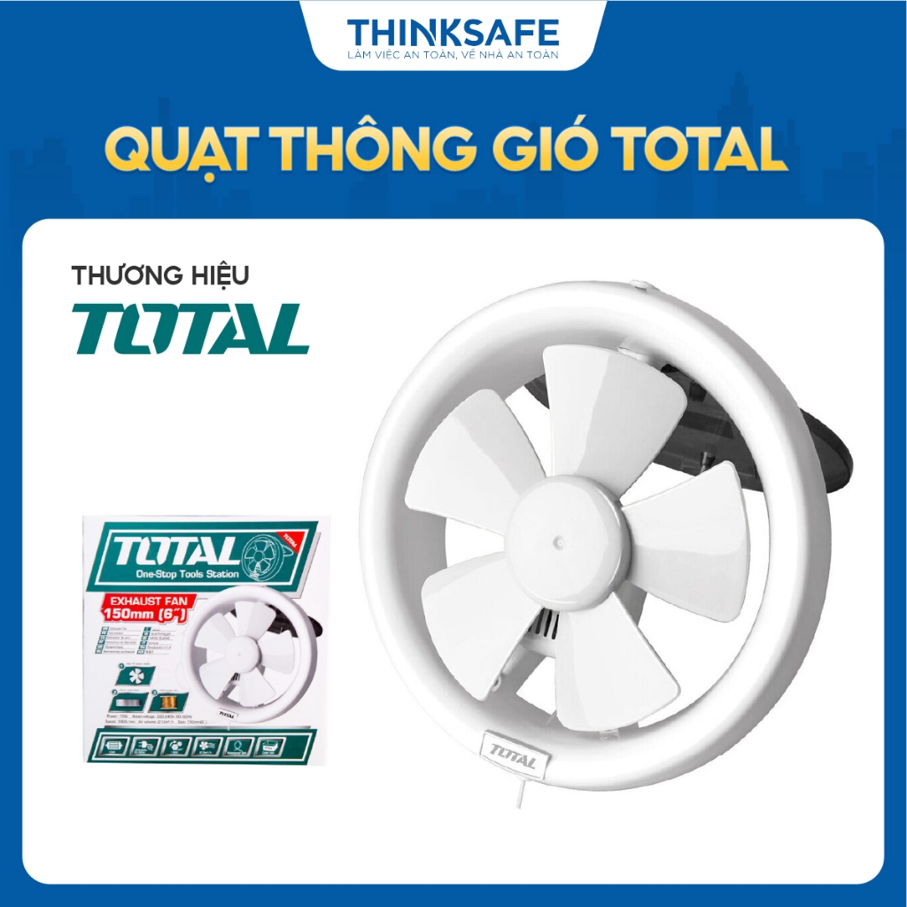 Quạt thông gió Total công suất 15W - 48W, loại dây kéo, động cơ dây đồng hoàn toàn, chất liệu nhựa PP - Thinksafe