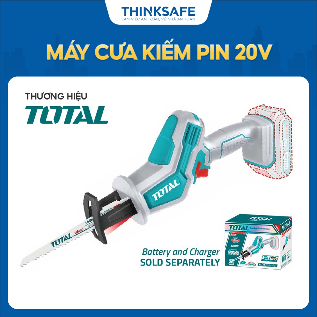 Máy cưa kiếm dùng pin 20V Total, tốc độ không tải 0-3200rpm, Máy cưa ...