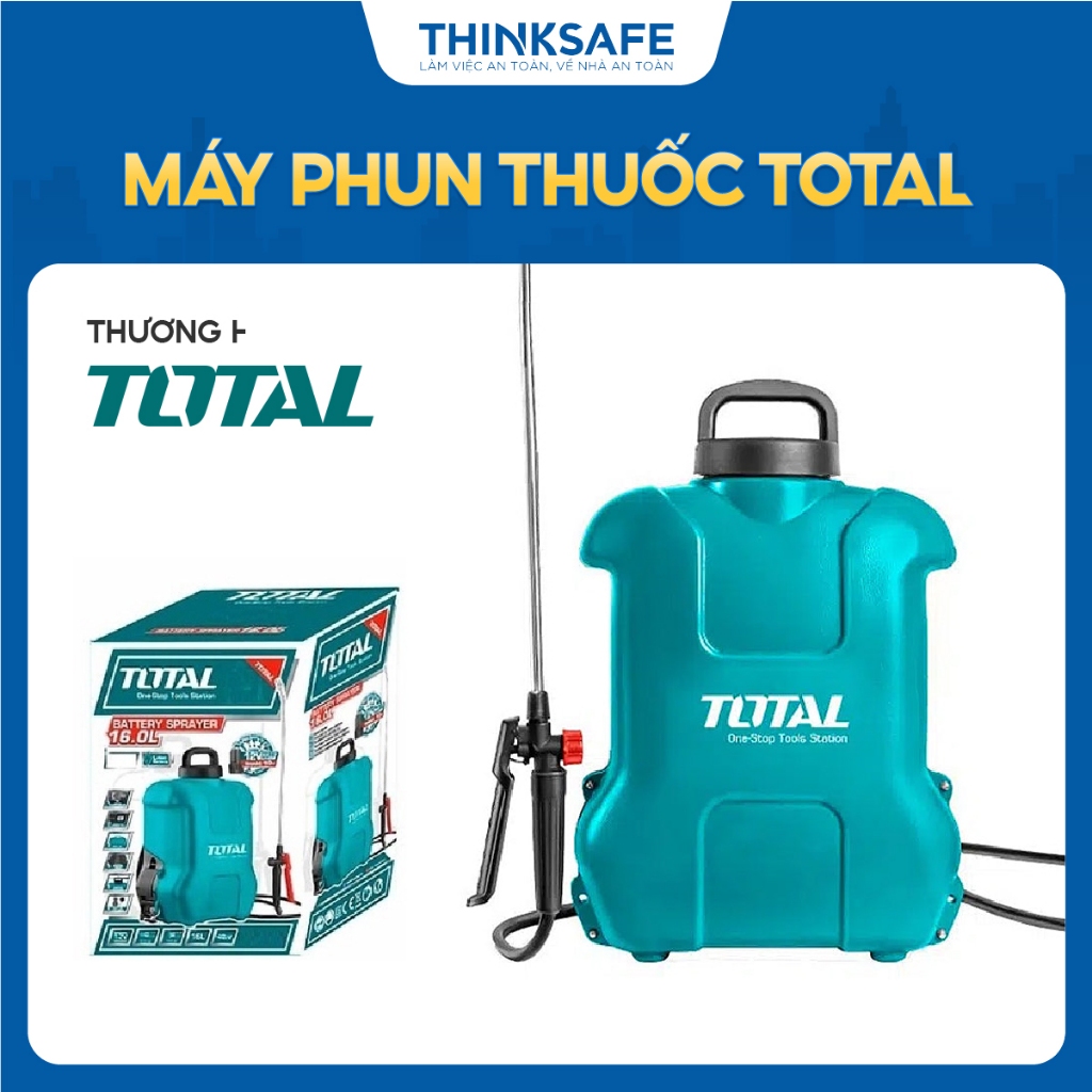 Máy phun thuốc 16L dùng pin TOTAL 12V - 20V, chất liệu nhựa PE, áp xuất 3 - 5 bar, không kèm pin và sạc - Thinksafe