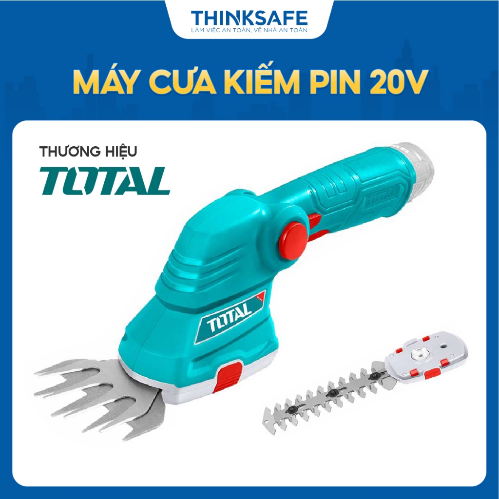 Máy cắt hàng rào dùng pin 12V - 20V mini Total, chất liệu lưỡi SK5, tốc độ không tải 1300 - 1200 vòng / phút - Thinksafe
