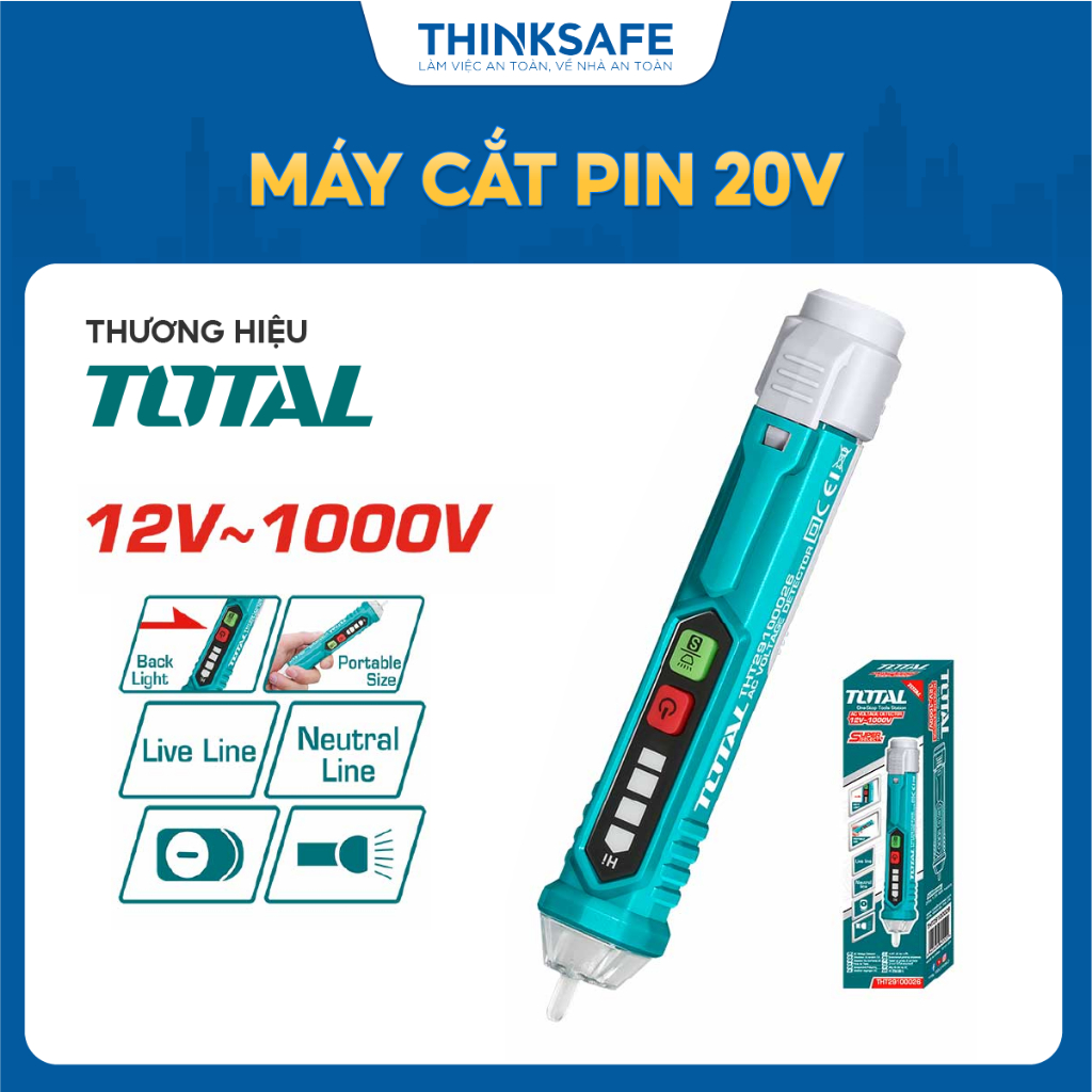 Máy Dò Điện Áp AC Thông Minh Total THT29100026, Độ Nhạy Cao, Báo Động Âm Thanh/Ánh Sáng, chính hãng - Thinksafe