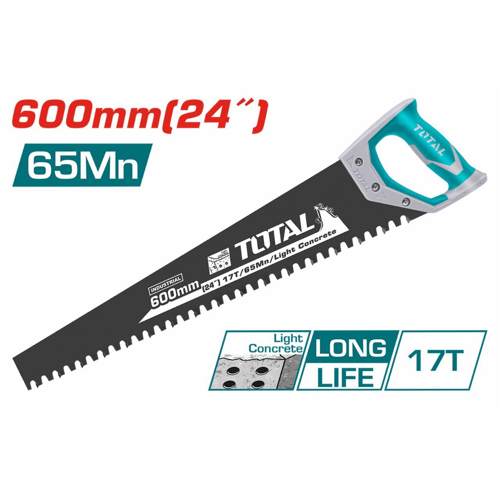 Cưa bê tông nhẹ Total THTLCS1241 kích cỡ 600mm, lưỡi cưa thép Tungsten, lưỡi răng chịu nhiệt cao, chính hãng - Thinksafe