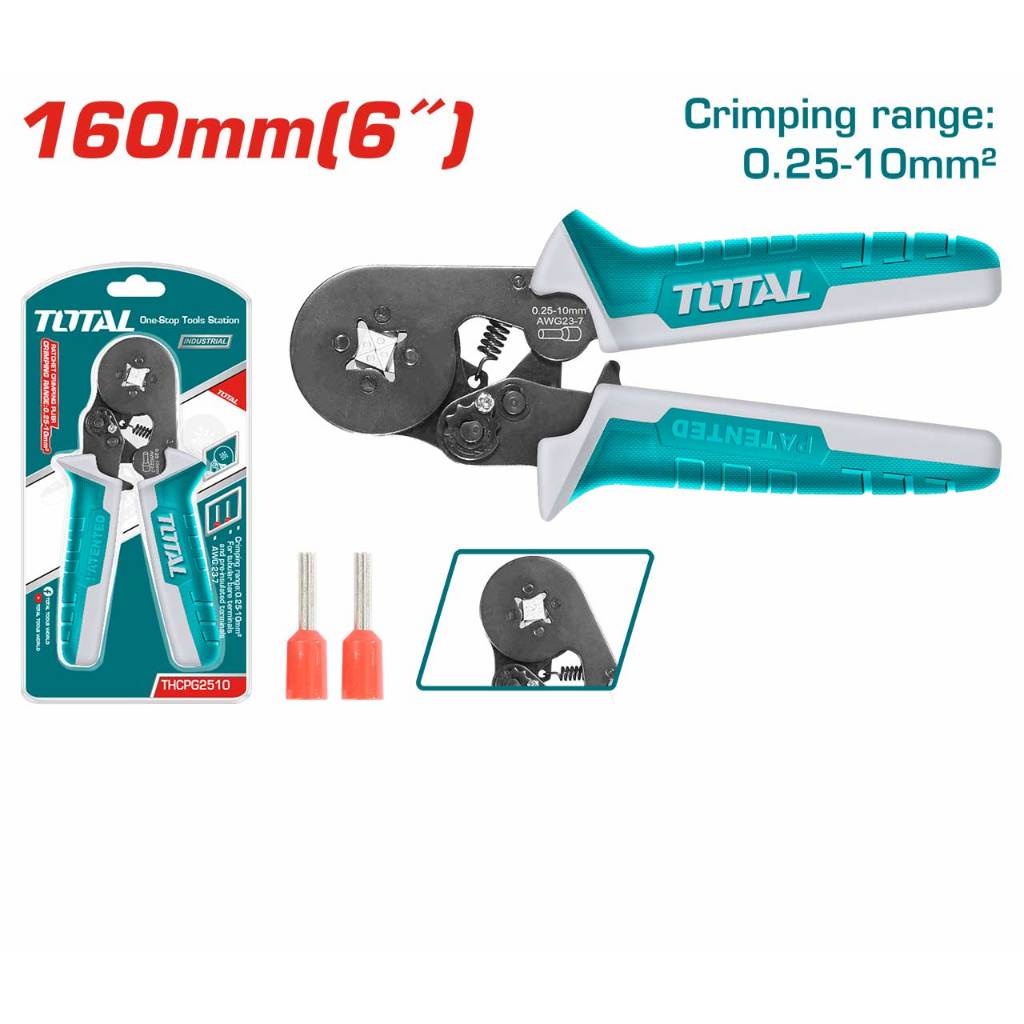 Kềm bấm cos  Total, đầu dây cách điện, kích thước 6 - 9 inch, kìm bấm có lực ép có thể diều chỉnh được  - Thinksafe