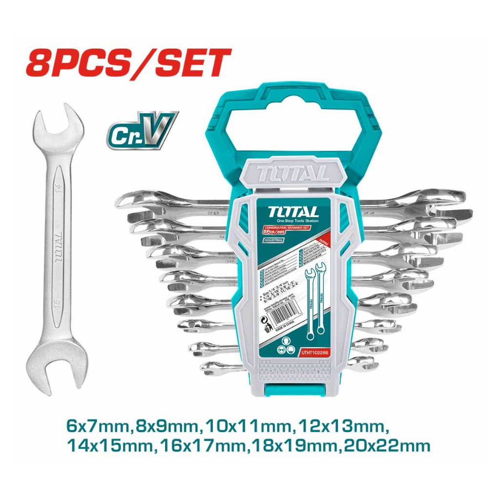 Bộ cờ lê hai miệng hai chi tiết TOTAL 6-22mm cờ lê chất liệu Cr-V siêu cứng, chống rỉ, chính hãng - THINKSAFE