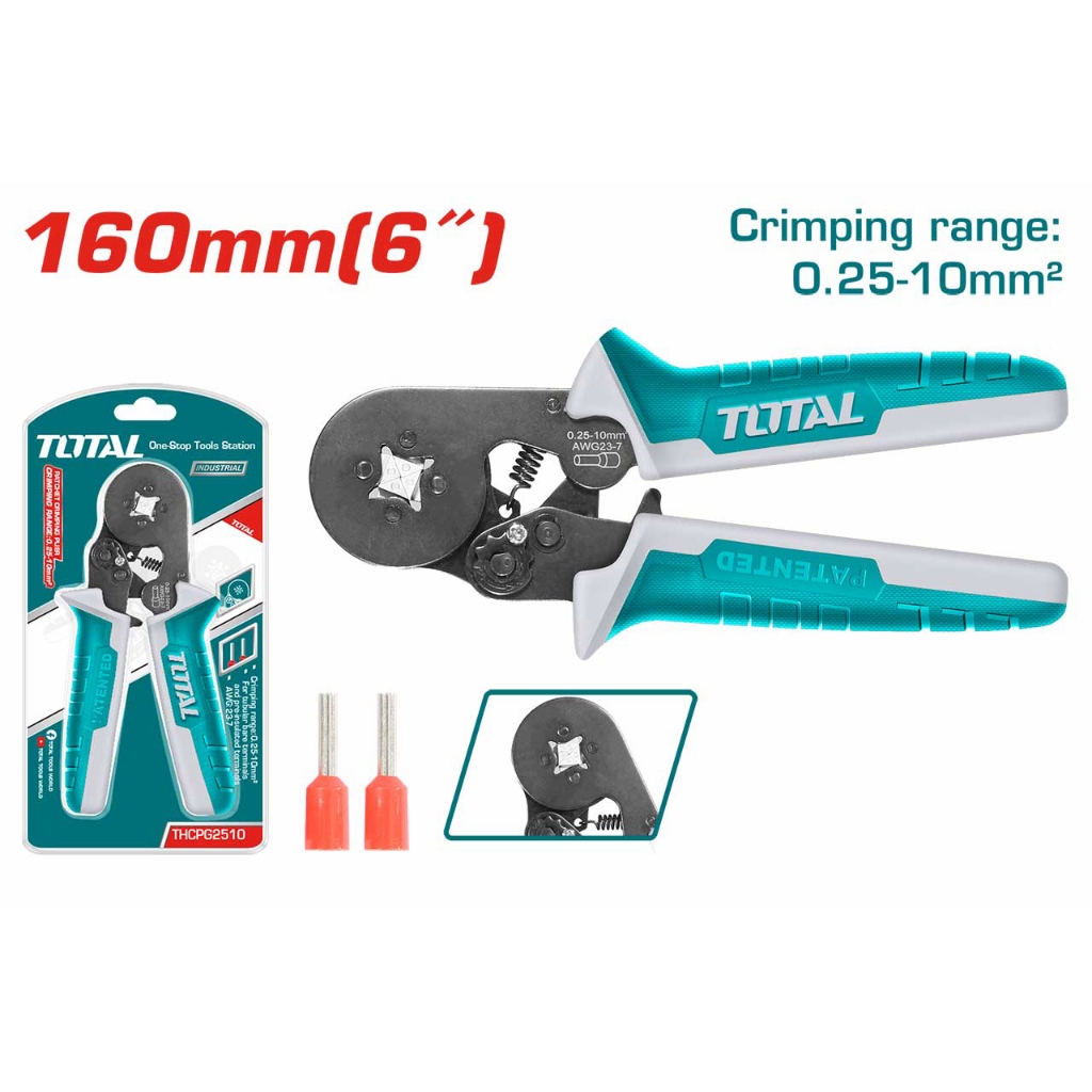 Kềm bấm cos  Total, đầu dây cách điện, kích thước 6 - 9 inch, kìm bấm có lực ép có thể diều chỉnh được  - Thinksafe