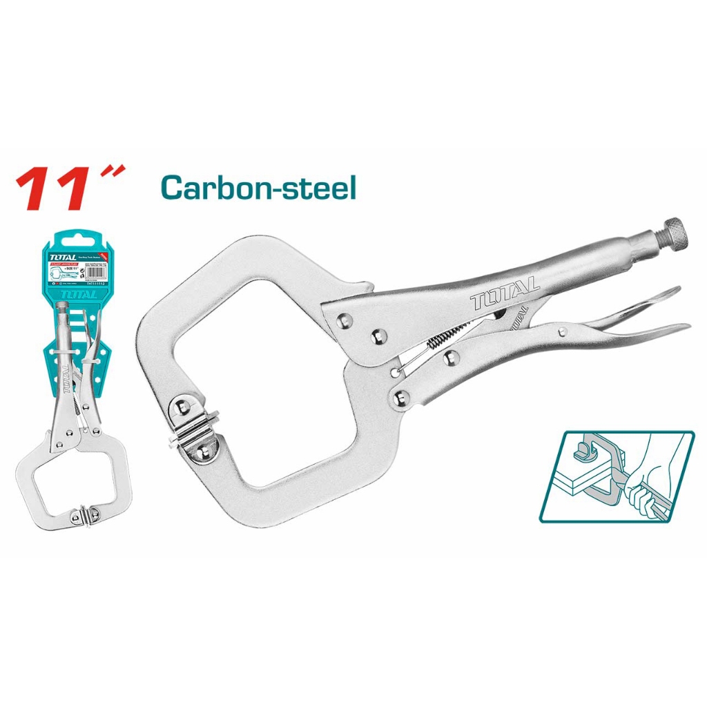 Kòm bấm khóa chữ C Total THT111113 kích thước 11 inch sử dụng thép carbon không gỉ, kìm kẹp chữ C mạ niken - Thinksafe