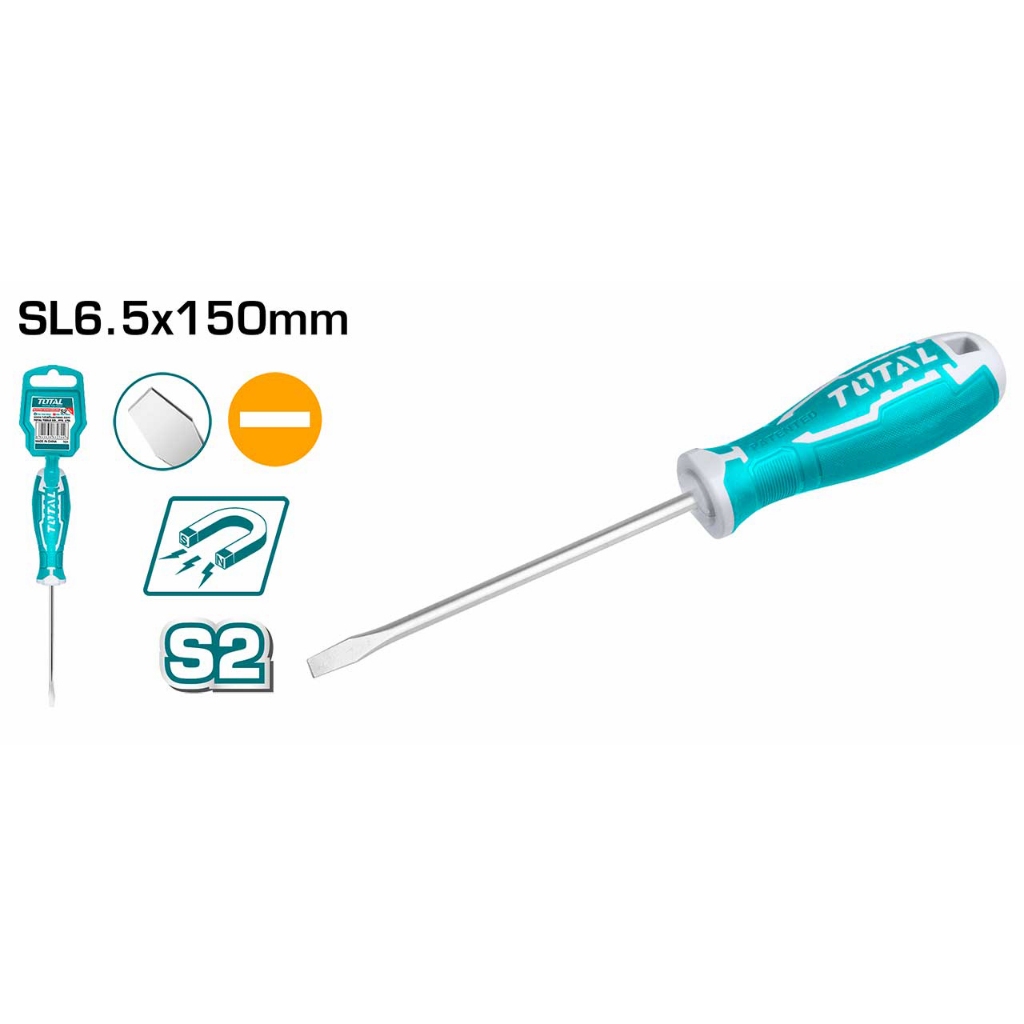 Tua vít dẹp Total dài 100mm - 150mm, chất liệu thép công nghiệp S2 chất lượng cao, Tô Vít chính hãng - Thinksafe