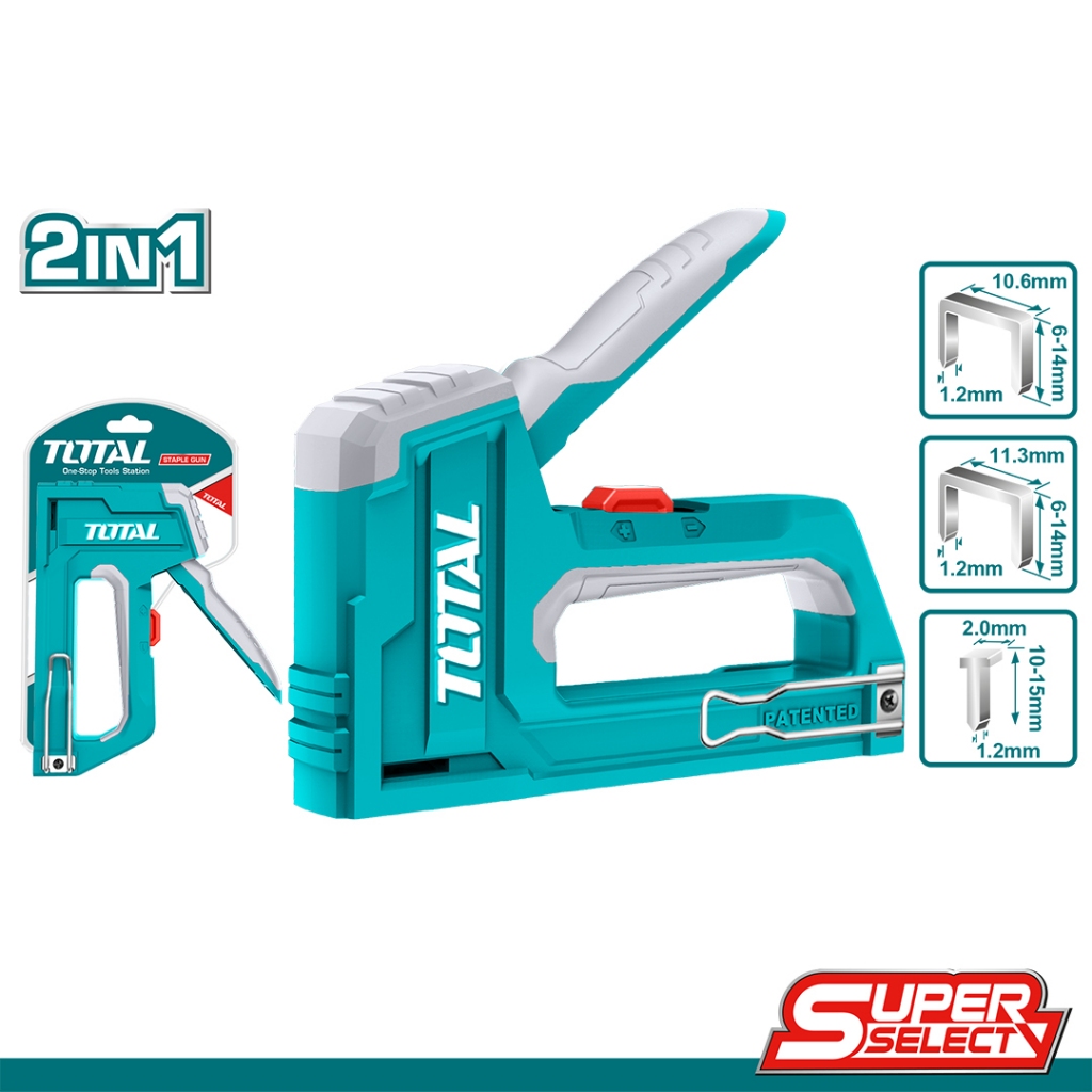 Kìm bấm ghim 2 trong 1 Total THT31146, có thể điều chỉnh lực bấm, Kềm bấm đinh thẳng, bê tông cầm tay - Thinksafe