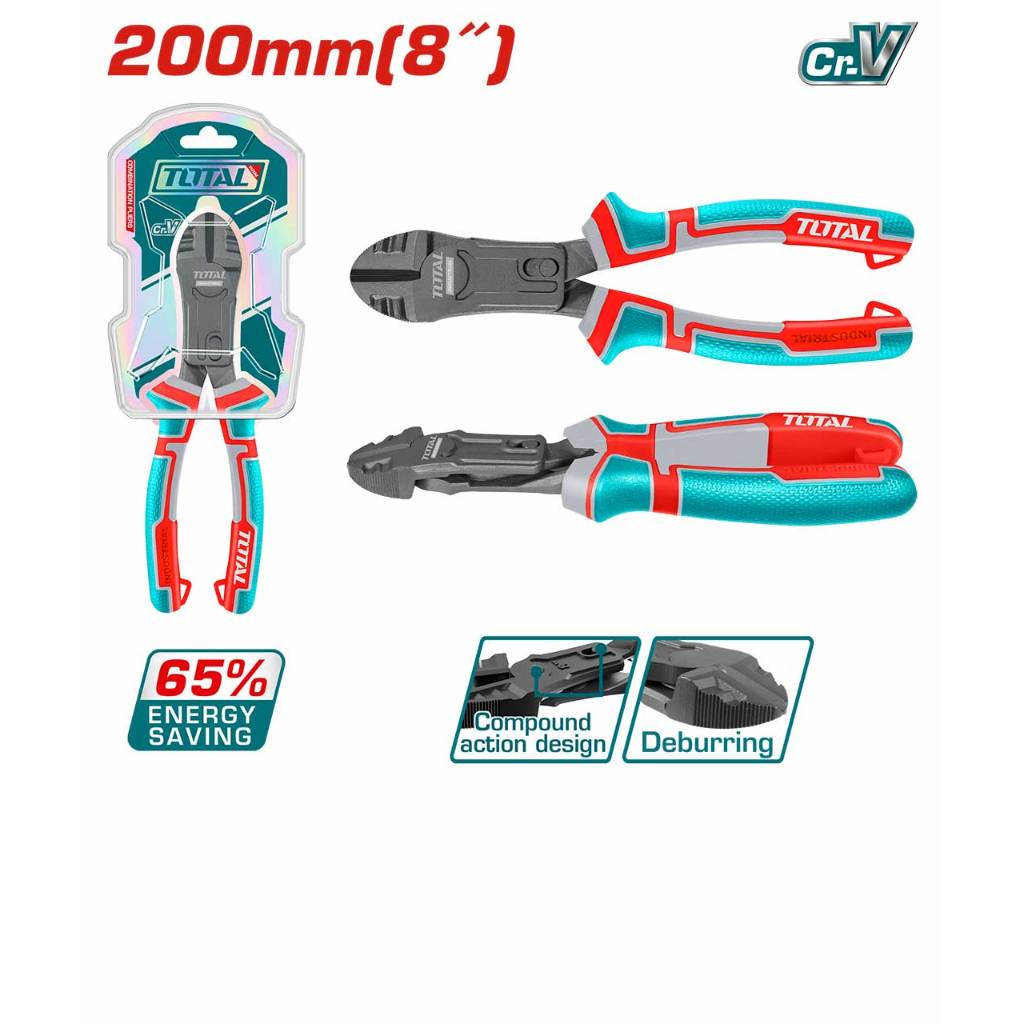 Kìm cắt trợ lực Total THTC530806 kích thước 8inch/200mm, Tiết kiệm 65% sức so với kềm thông thường - Thinksafe