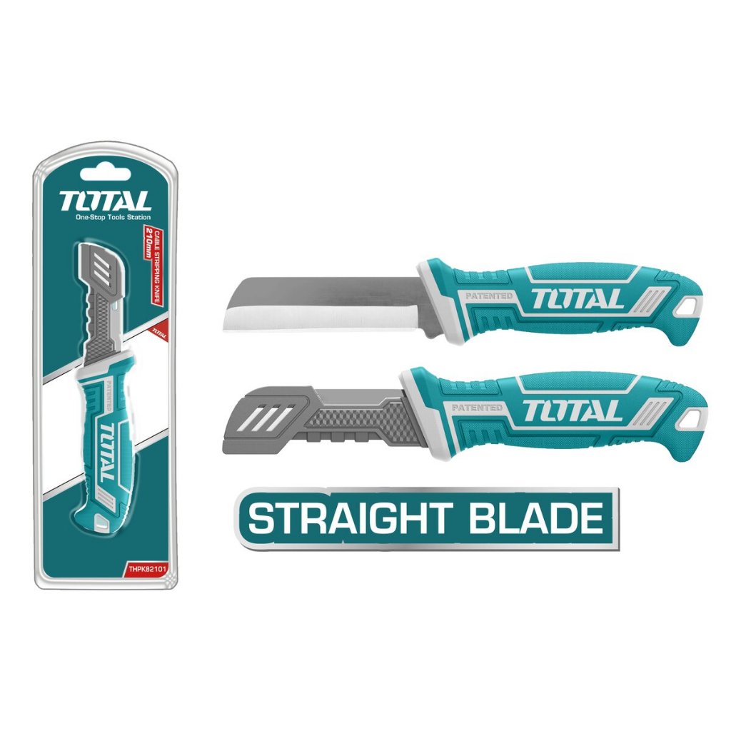 Dao tước dây cáp lưỡi thẳng Total THT51881 kích thước 200mm, thép không gỉ có nắp vỏ nhựa thiết kế độc đáo - Thinksafe