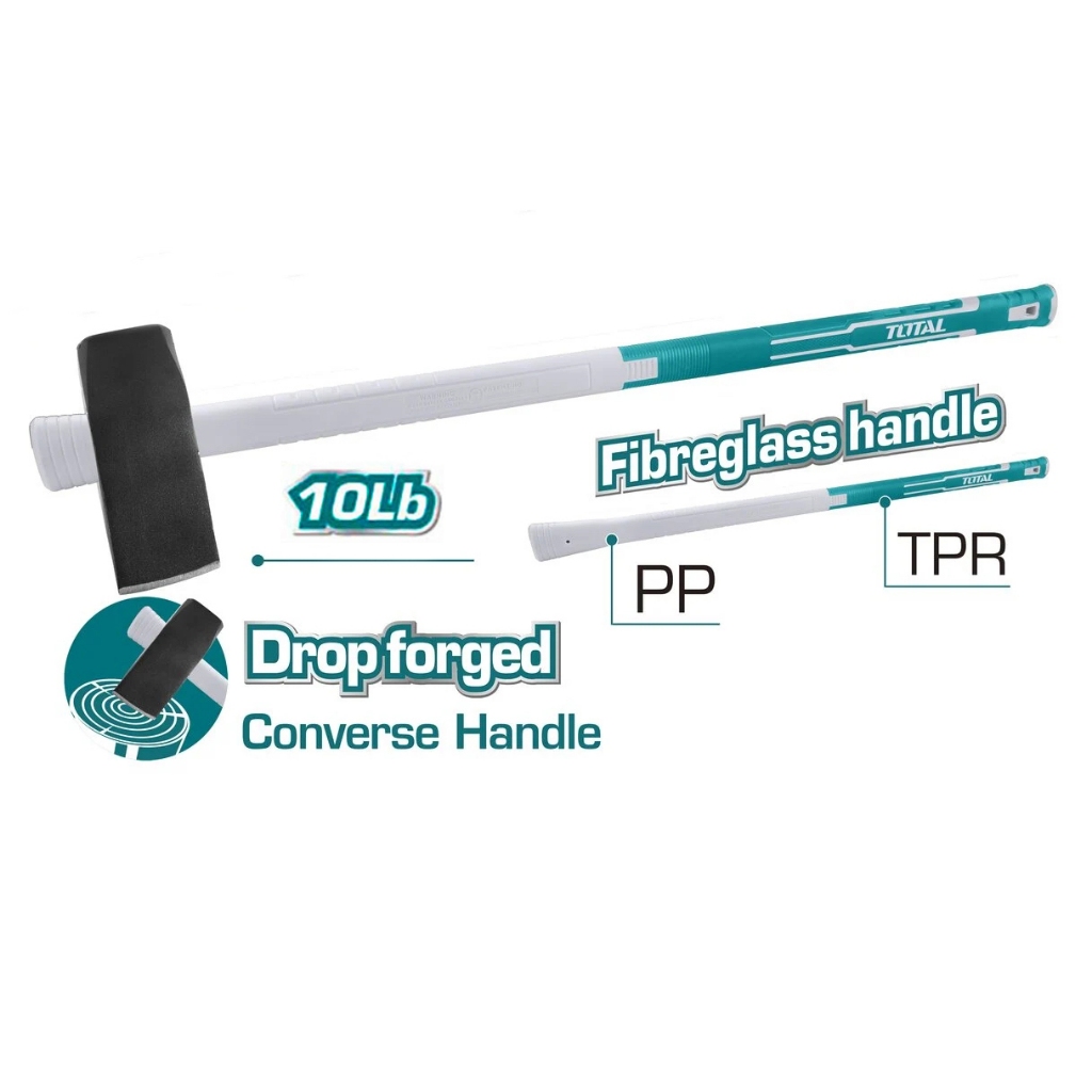 Búa chẻ Total THT78206D, đầu búa được tôi luyện, sử dụng  thép cacbon 45 #, búa chẻ tay cầm ngược chính hãng - Thinksafe
