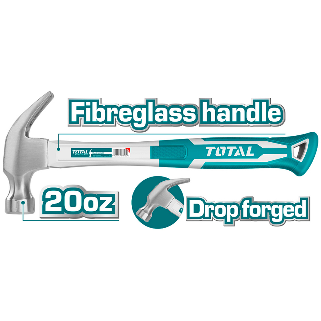 Búa nhổ đinh Total, trọng lượng 220g - 560g đầu búa rèn thả, Thép carbon 45c, Búa đóng đinh chính hãng - THINKSAFE