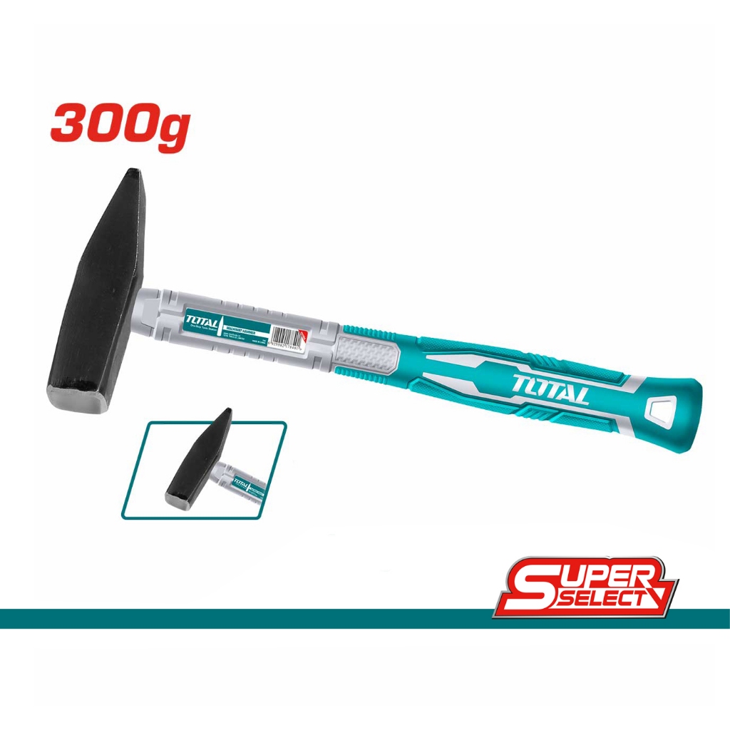 Búa đinh đầu dẹp và vuông Total, trọng lượng 100g - 300g đầu búa rèn thả dùng thép cacbon 45, chịu lực tốt - Thinksafe
