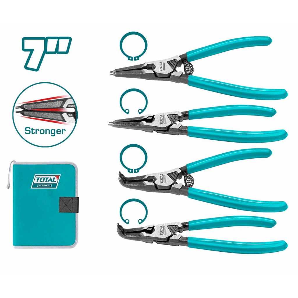 Bộ 4 kềm mở phe Total THTJ214041 THTJ214042 chất liệu thép carbon, kích thước 125mm - 180mm, Kìm chính hãng - Thinksafe