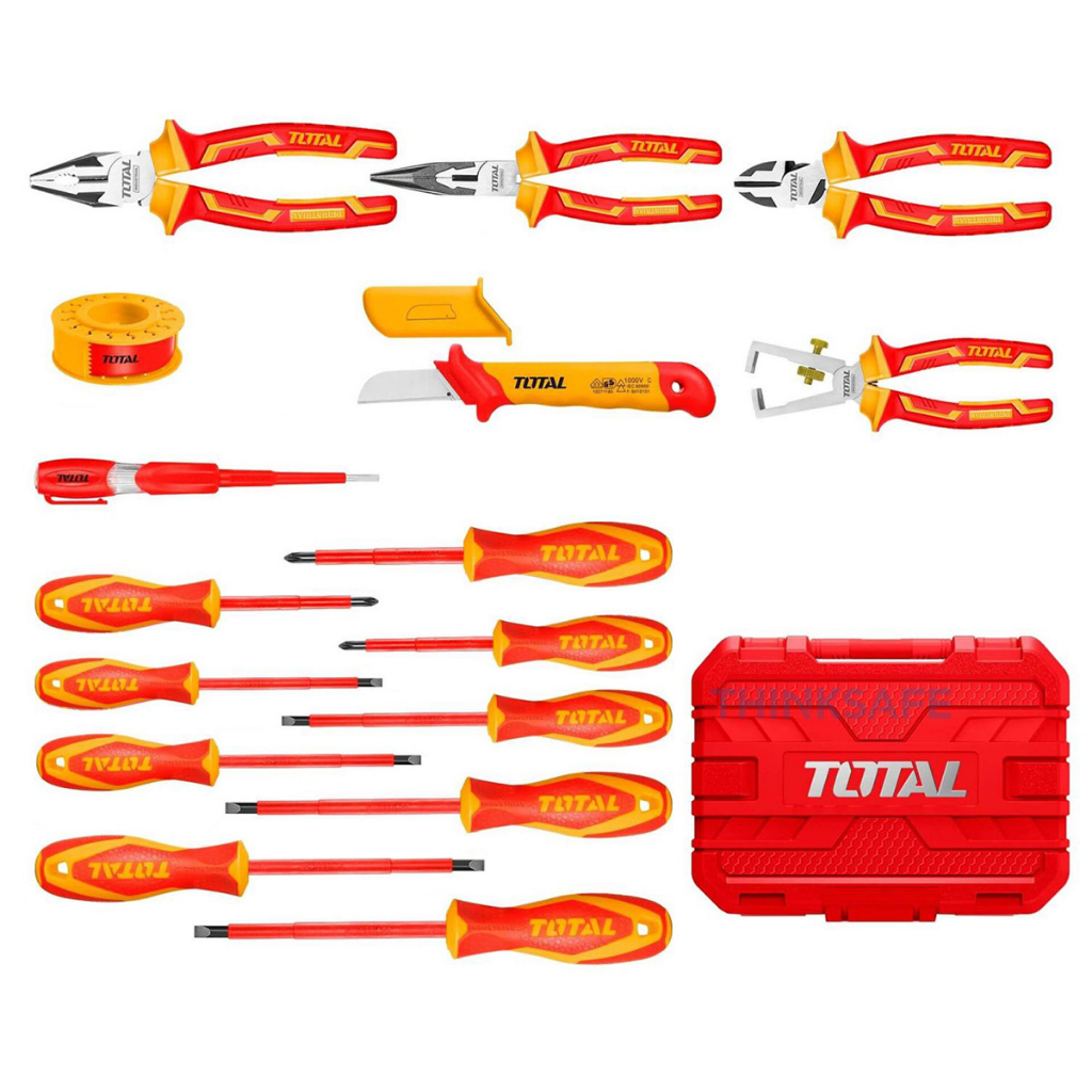 Bộ công cụ cách điện Total 16-19 chi tiết có chứng nhận 1000V an toàn Bộ đồ nghề sửa chữa đa năng chính hãng - Thinksafe