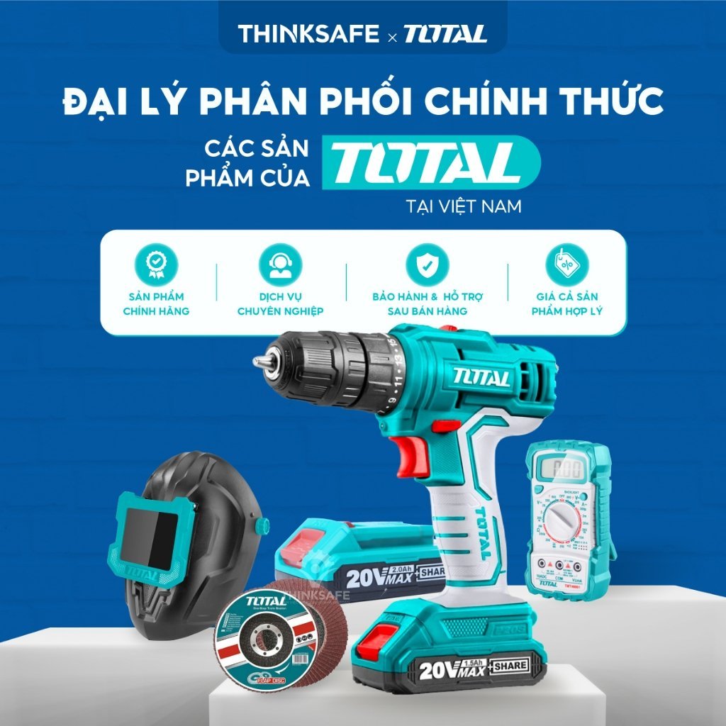 Bộ 5 công cụ cầm tay cách điện TOTAL THKTV02P051, cách điện hộp đựng chắc chắn chất lượng cao, chính hãng - Thinksafe