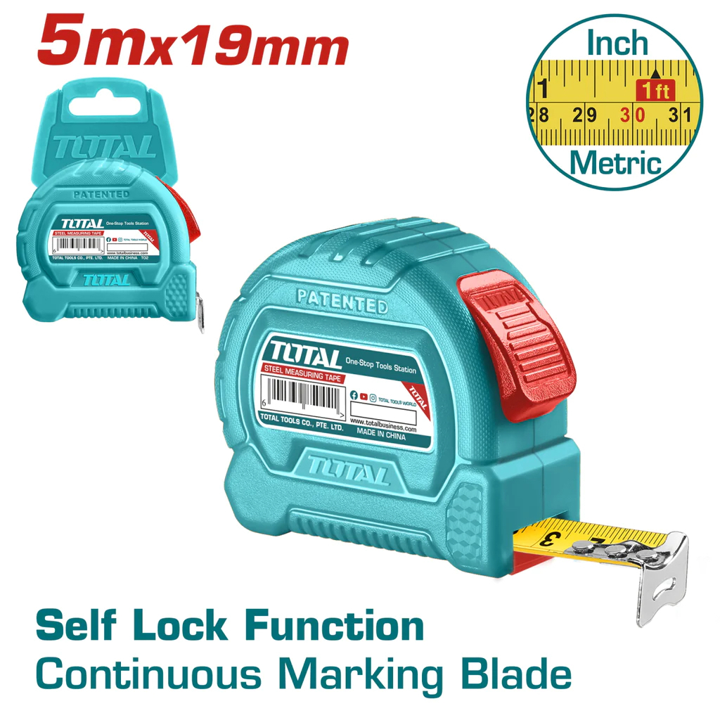 Thước cuộn thép Total 2m-10m, Thước kéo thép, không gỉ, bên bỉ, đa năng, cao cấp - Thinksafe