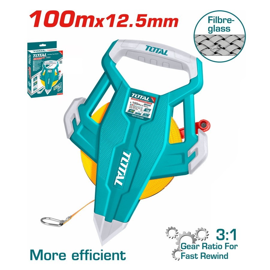 Thước dây sợi thủy tinh TOTAl kích thước từ 50m-100mx12.5mm sợi thủy tinh mềm dẻo, tay cầm tiện dụng - Thinksafe