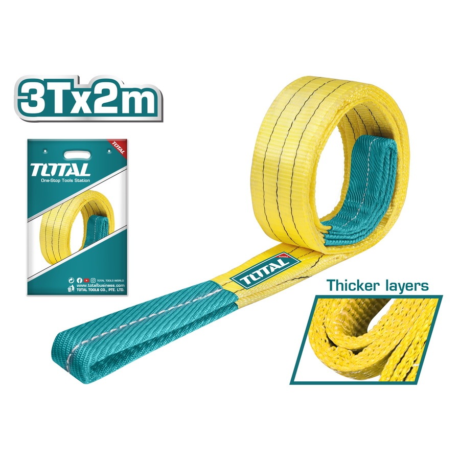 Dây cáp vải cẩu hàng 3 tấn TOTAL vàng khả năng tải 2T x 2m-10m, dây cáp tiết kiệm không có điểm mòn cố định - Thinksafe
