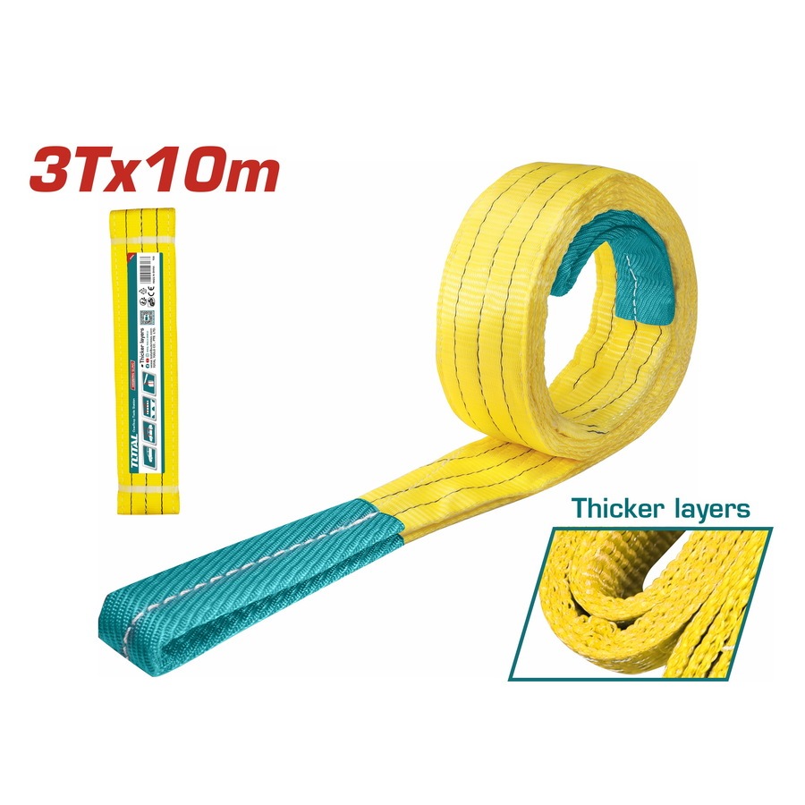 Dây cáp vải cẩu hàng 3 tấn TOTAL vàng khả năng tải 2T x 2m-10m, dây cáp tiết kiệm không có điểm mòn cố định - Thinksafe