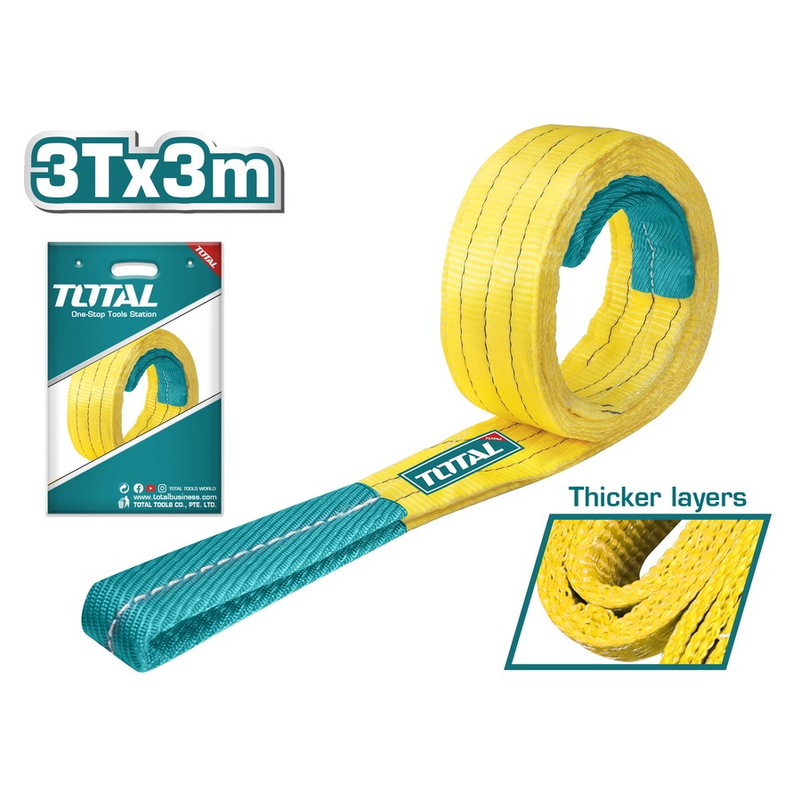 Dây cáp vải cẩu hàng 3 tấn TOTAL vàng khả năng tải 2T x 2m-10m, dây cáp tiết kiệm không có điểm mòn cố định - Thinksafe