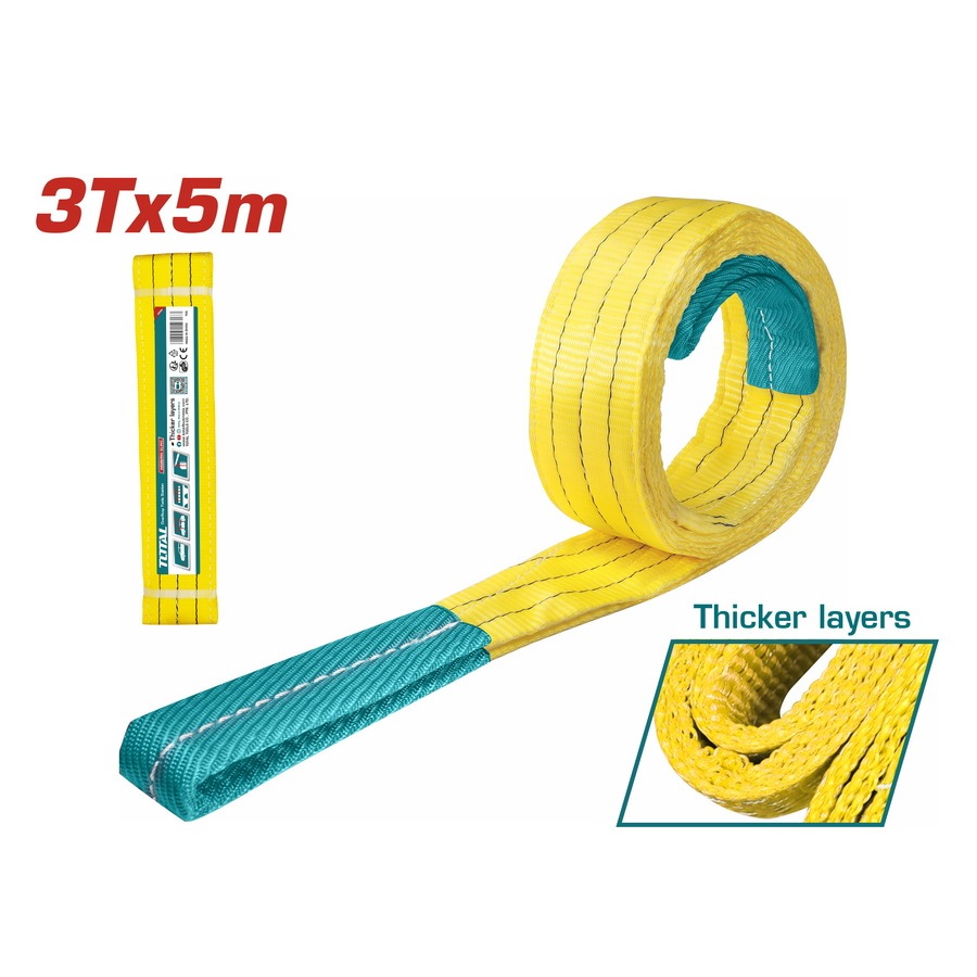 Dây cáp vải cẩu hàng 3 tấn TOTAL vàng khả năng tải 2T x 2m-10m, dây cáp tiết kiệm không có điểm mòn cố định - Thinksafe