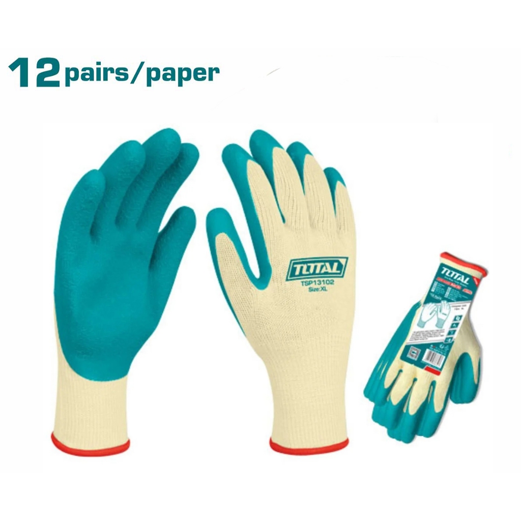 Găng tay phủ cao su TOTAL TSP13102, TSP13103 size XL vải sợ polyester. Lòng bàn tay có kết cấu nhúng - Thinksafe