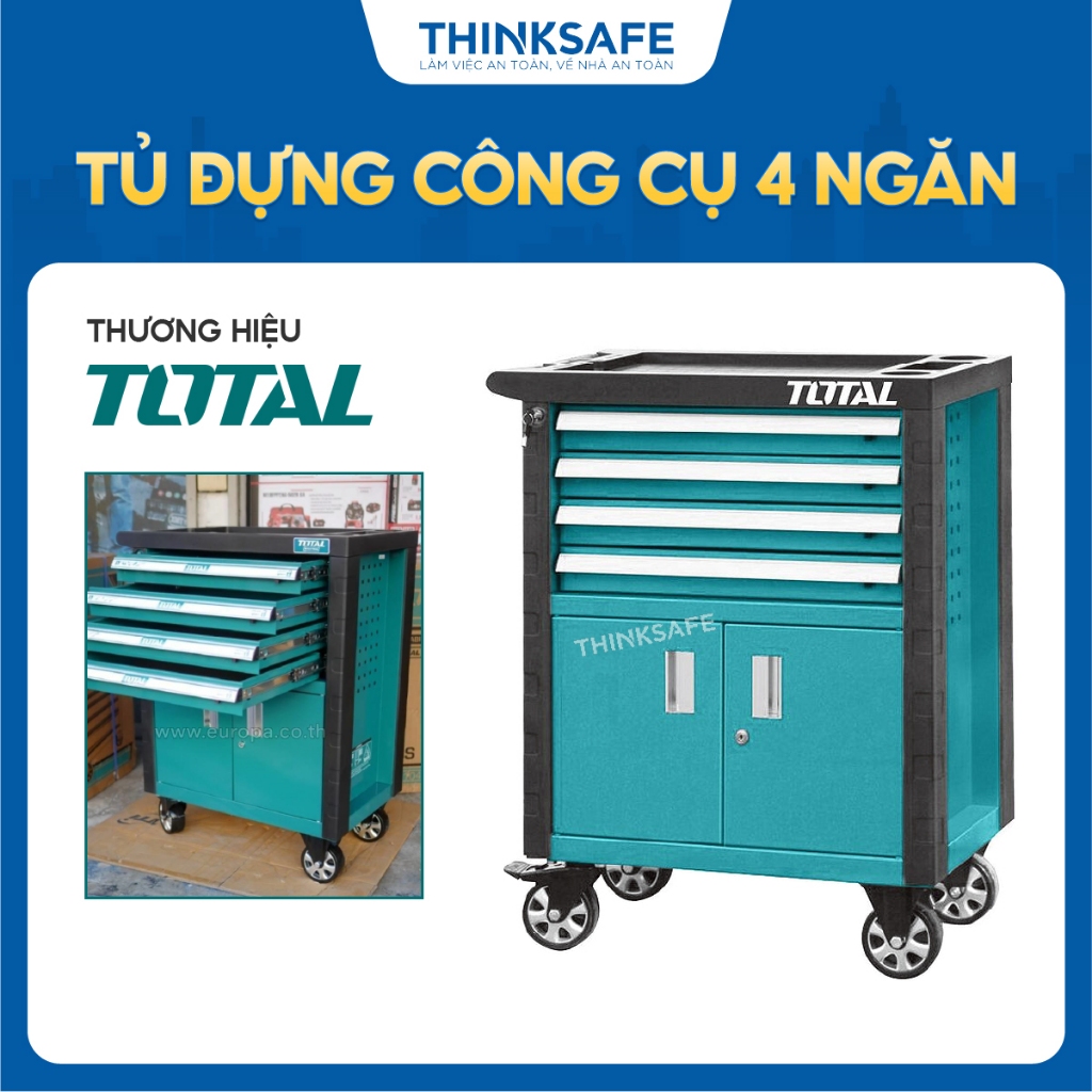 Tủ đồ nghề Total, xe đựng dụng cụ 4 ngăn - 7 ngăn, Độ dày của tủ 0.8-1.0mm, chịu tải lớn Tủ kéo đựng công cụ - Thinksafe