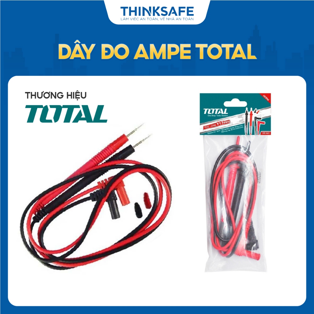 Dây đo ampe Total TMT422 TMT423, chiều dài 117-143mm, tương thích với đồng hồ đo điện vạn năng, chính hãng - Thinksafe
