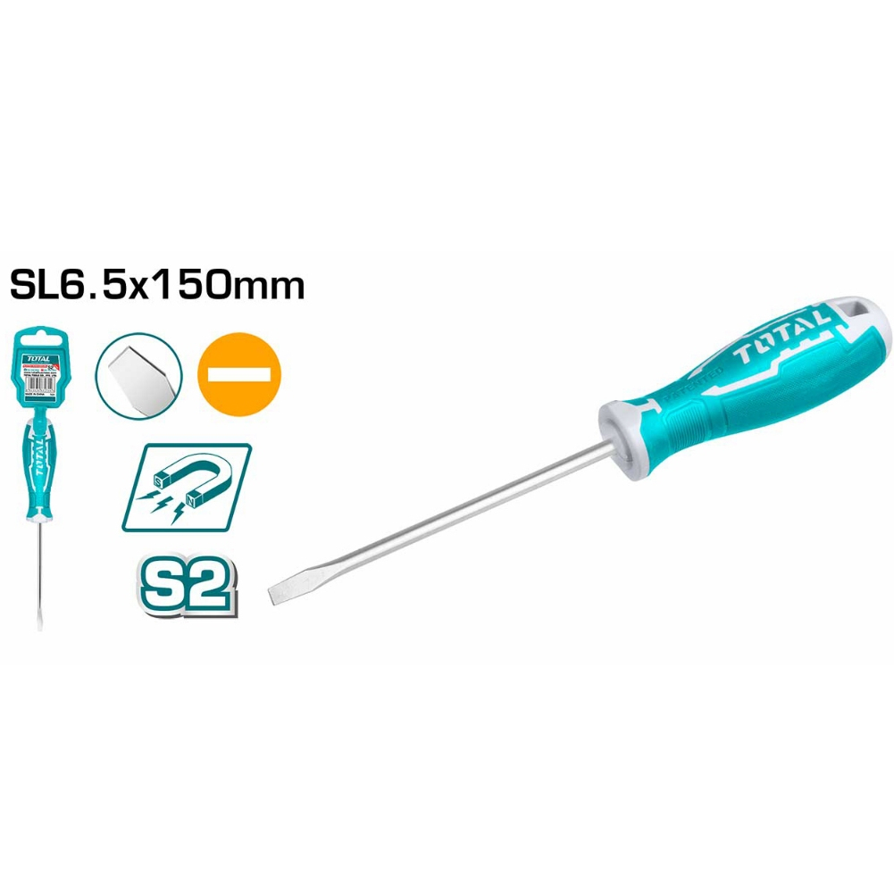 Tua vít dẹp Total dài 100mm - 150mm, chất liệu thép công nghiệp S2 chất lượng cao, Tô Vít chính hãng - Thinksafe