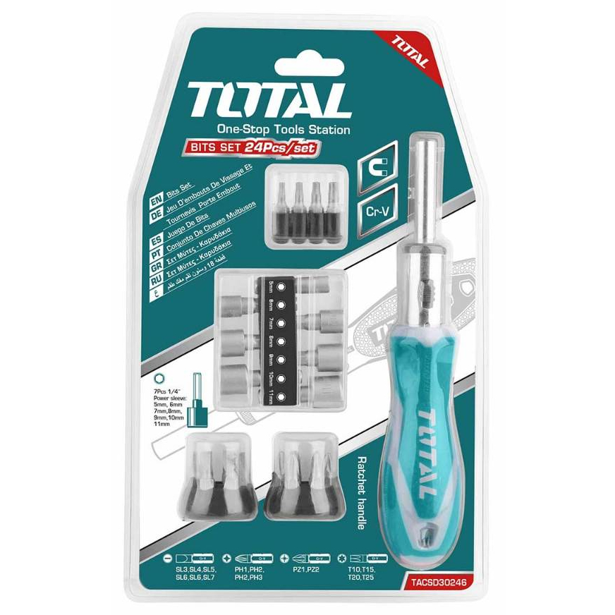 Bộ tua vít đa năng Total 24 - 33 chi tiết, chất liệu Crv bộ tuốc nơ vít cầm tay đa năng Tô vít sửa điện thoại -Thinksafe