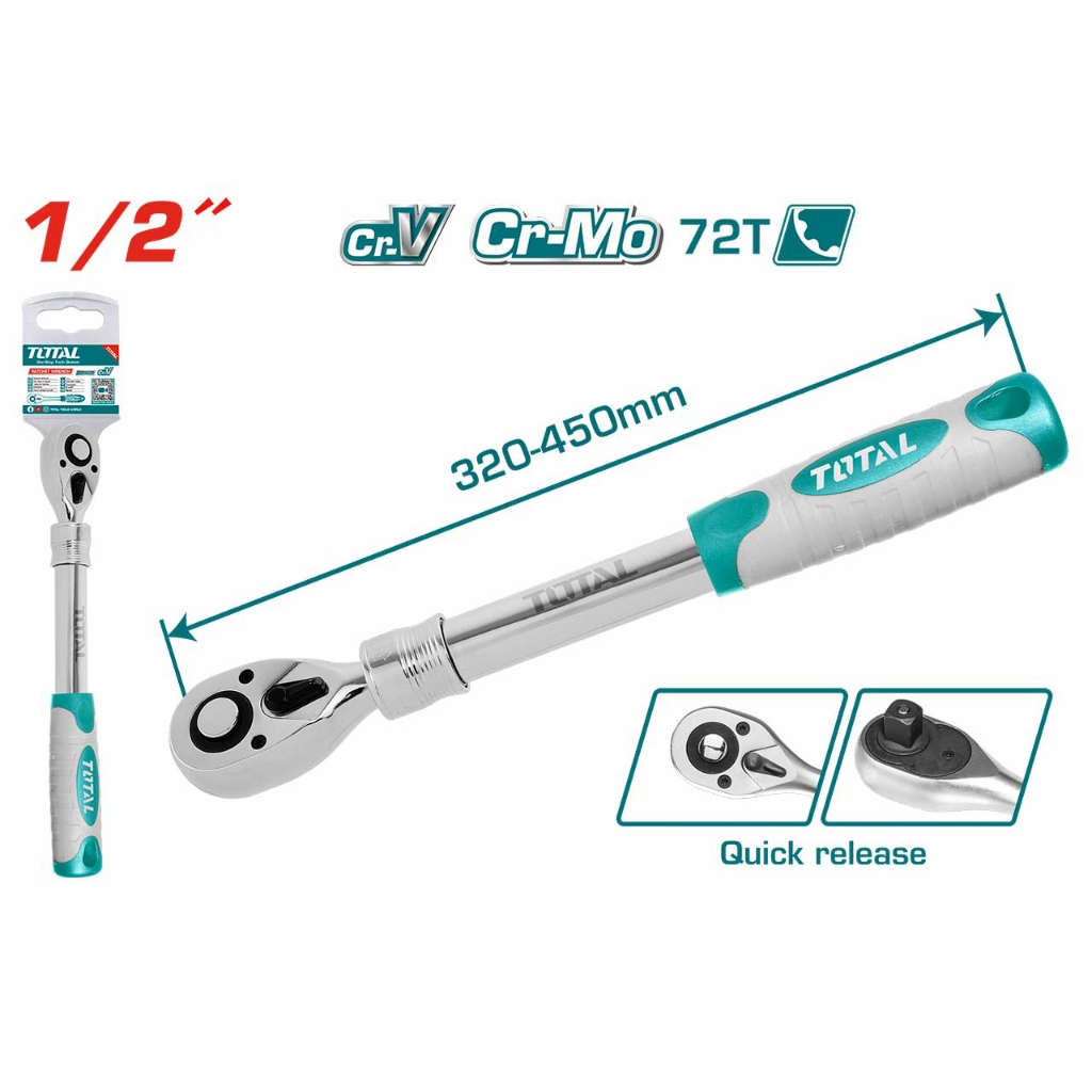 Tay vặn mở rộng 1/2 inch dài 320- 450mm Total THT106128L, dài 320-450mm, Xử lý nhiệt, mạ crom, Chính hãng - Thinksafe