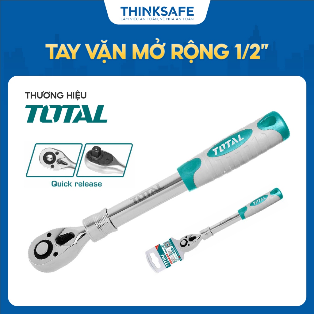 Tay vặn mở rộng 1/2 inch dài 320- 450mm Total THT106128L, dài 320-450mm, Xử lý nhiệt, mạ crom, Chính hãng - Thinksafe