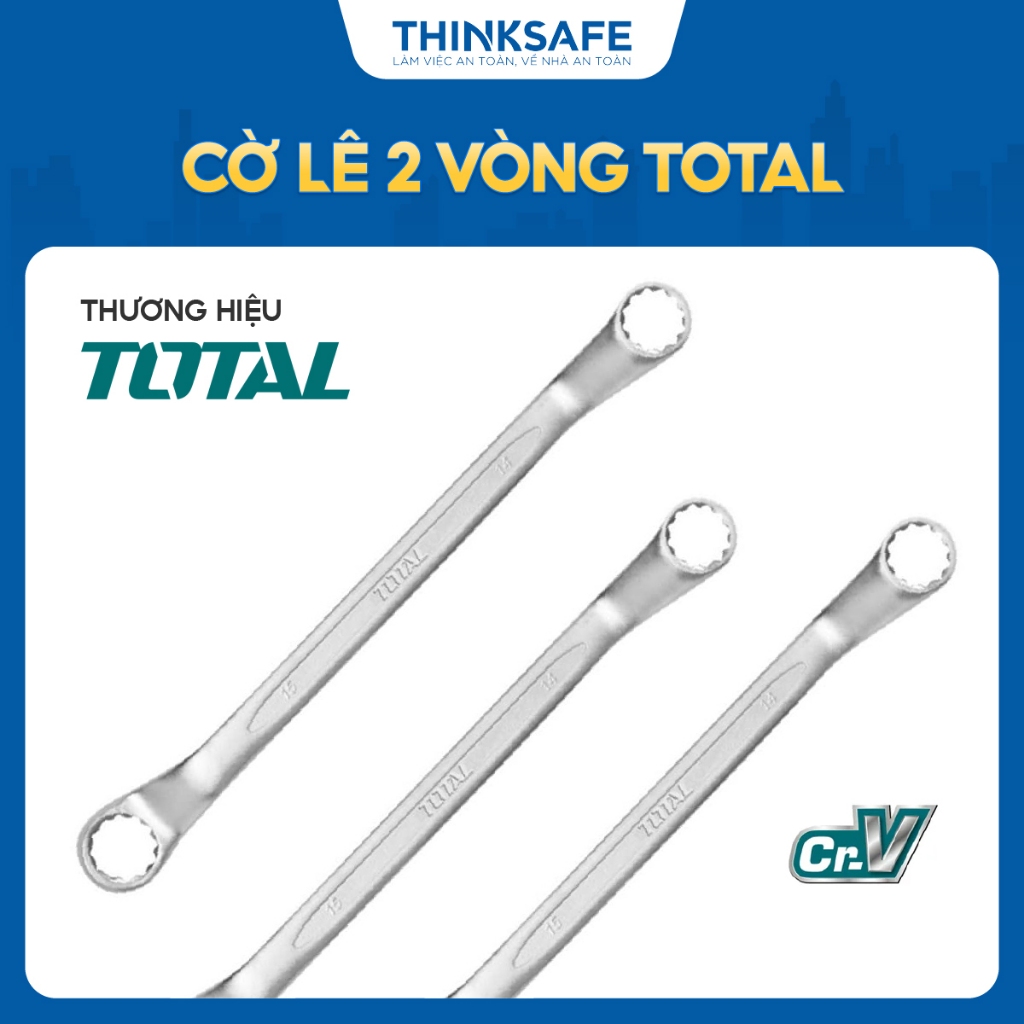 Cờ lê 2 vòng Total kích cỡ 6x7mm - 18x19mm, dài 121mm - 256mm, chất liệu crv Cờ lê 2 đầu vòng chính hãng - Thinksafe