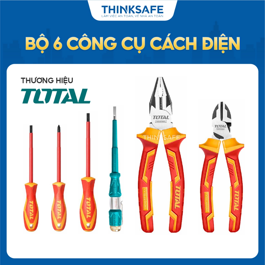 Bộ 6 công cụ cách điện Total THKIST3062, đồ nghề cầm tay cách điện 1000V, phân phối chính hãng - Thinksafe