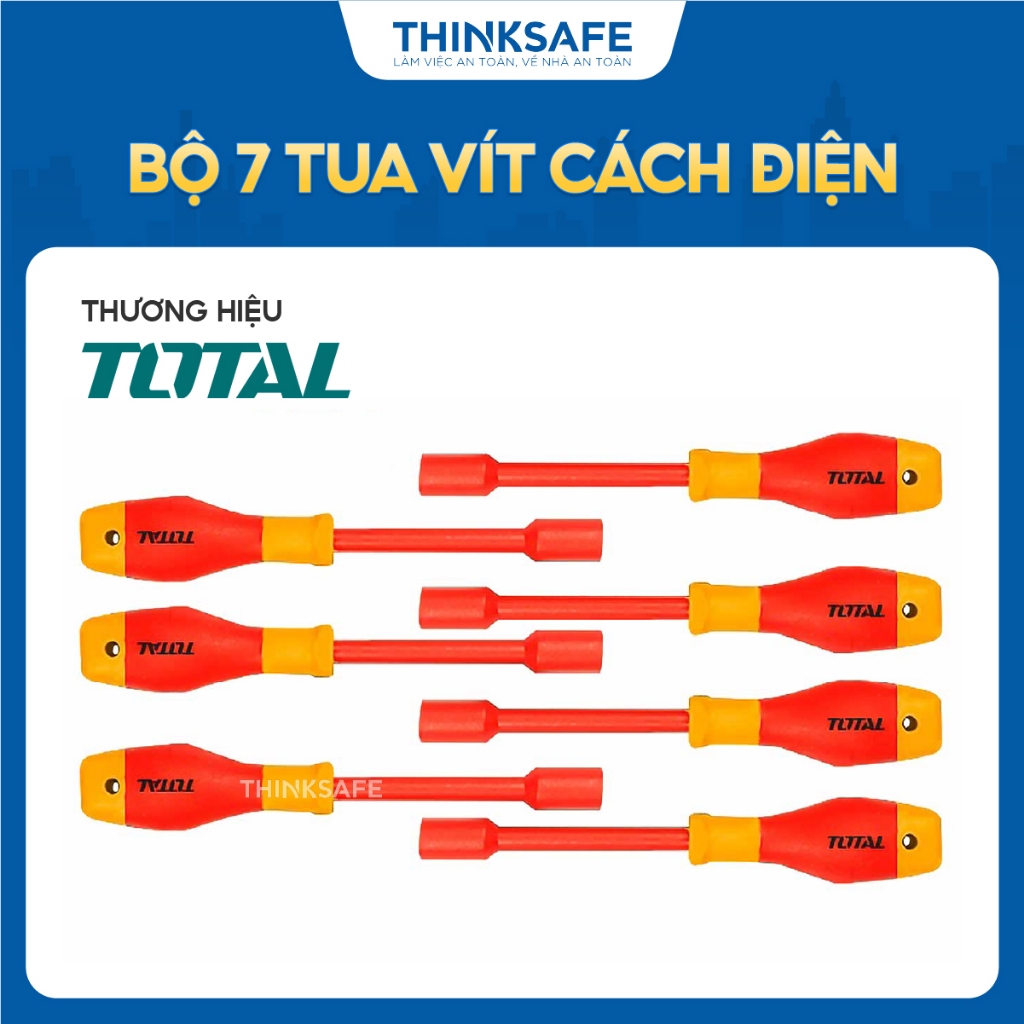 Bộ 7 tua vít cách diện Total THKISD0701, sử dụng chất liệu 50BV30 bộ tuốc nơ vít cầm tay chính hãng - Thinksafe