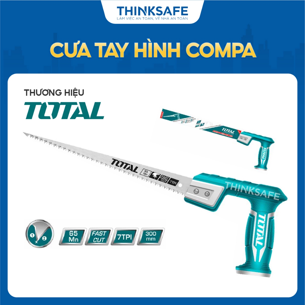 Cưa tay hình compa Total THCS30026 kích thước 300mm chất liệu thép 65Mn cao cấp, Cưa chính hãng - Thinksafe