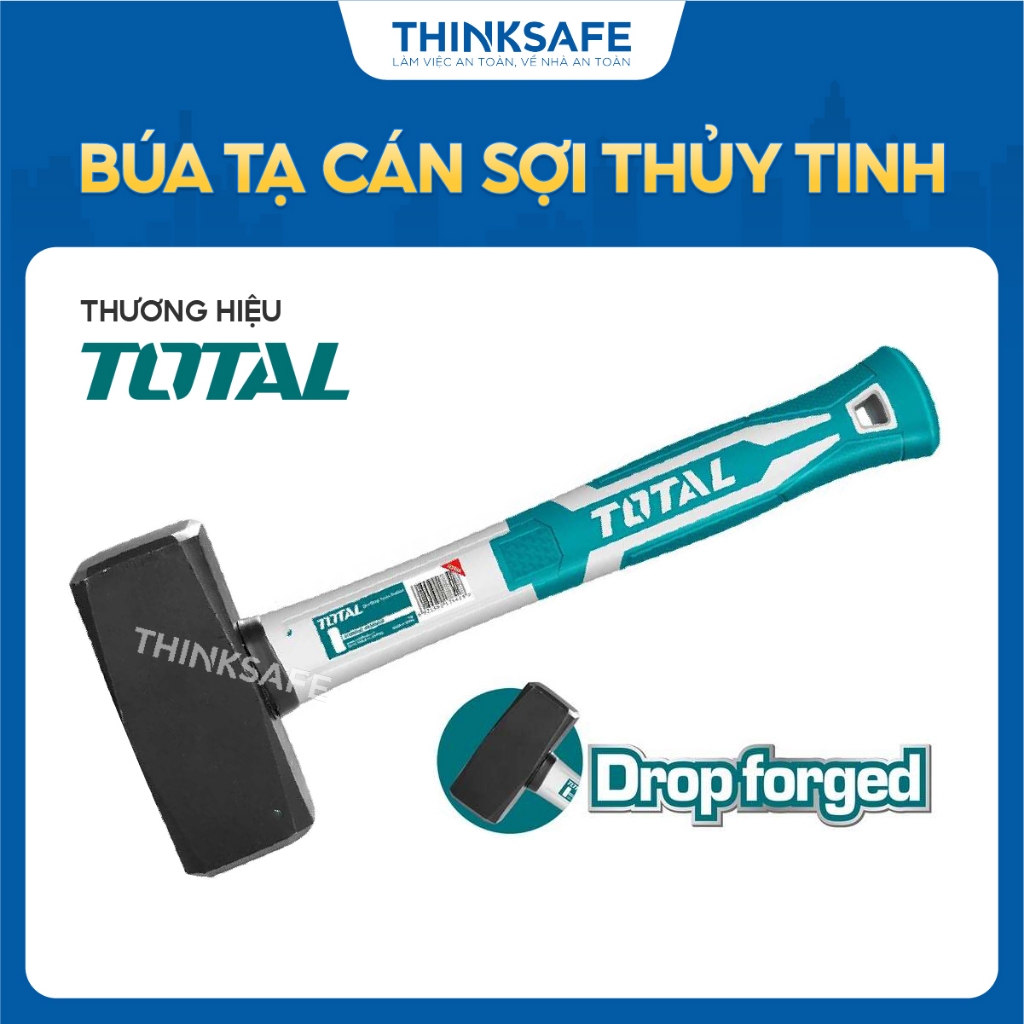 Búa tạ cán sợi thủy tính Total, búa 1000g, 1500g, 5000g, đầu búa rèn thả, búa tạ chịu lực tốt chính hãng - Thinksafe