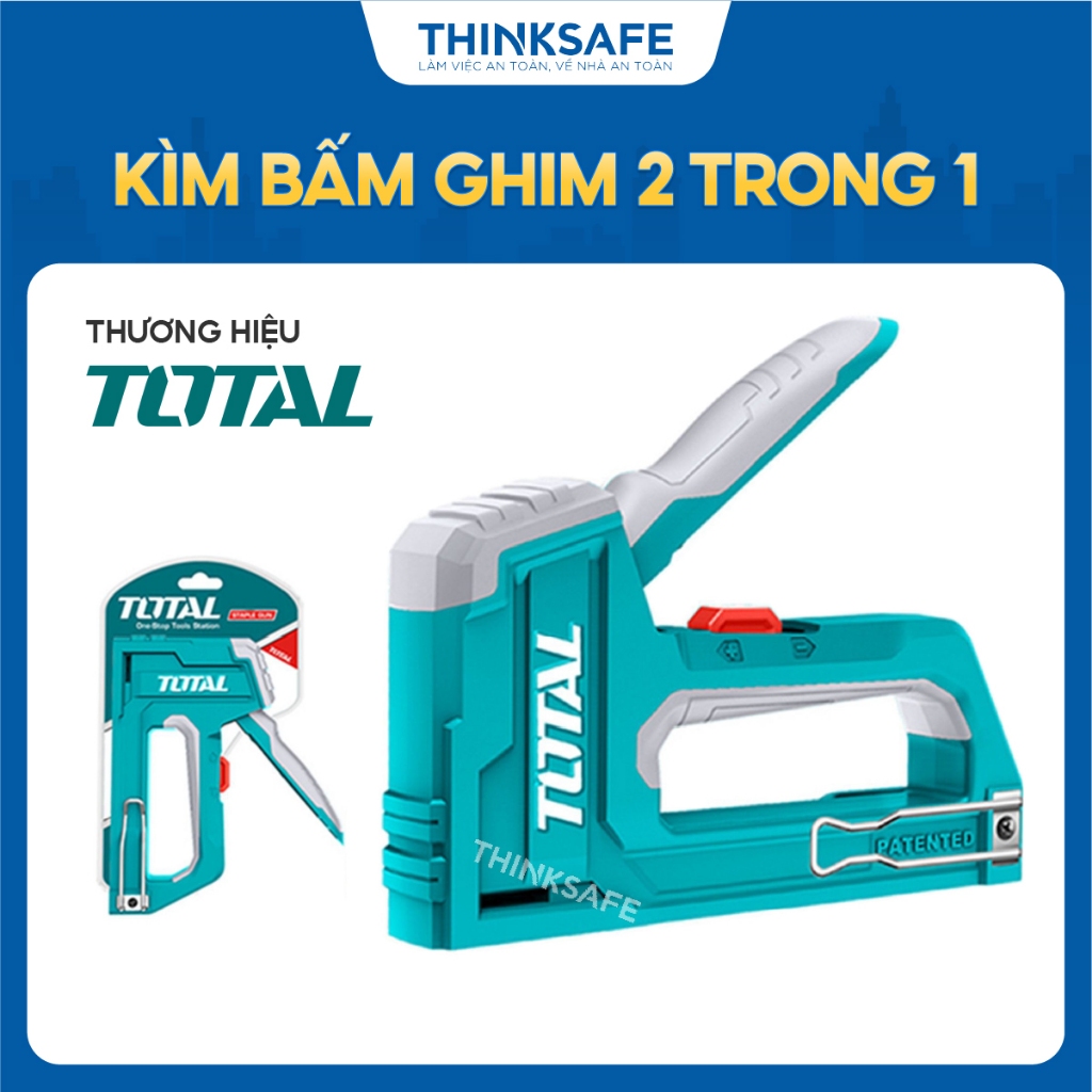 Kìm bấm ghim 2 trong 1 Total THT31146, có thể điều chỉnh lực bấm, Kềm bấm đinh thẳng, bê tông cầm tay - Thinksafe