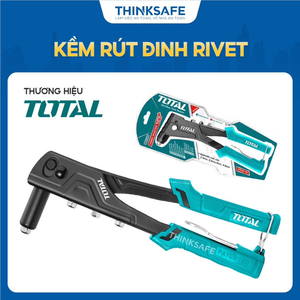 Kềm rút đinh rivet 10.5 inch Total THT32108S, rút đinh tán nhôm với các kích thước 2.4mm, 3.2mm, 4mm, 4.8mm - Thinksafe