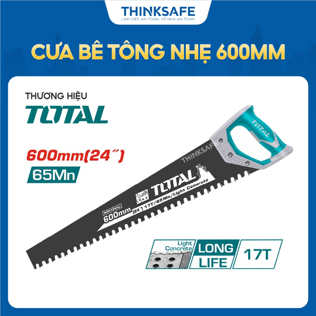 Cưa bê tông nhẹ Total THTLCS1241 kích cỡ 600mm, lưỡi cưa thép Tungsten, lưỡi răng chịu nhiệt cao, chính hãng - Thinksafe