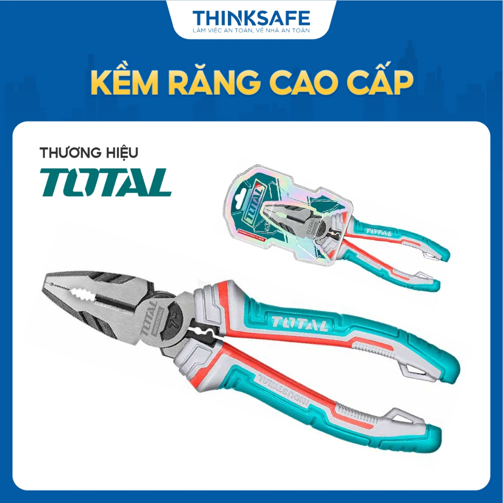 Kìm răng cao cấp Total kích cỡ 8 inch/200mm - 9.5 inch/240mm, tiết kiệm 30% sức mạnh so với kềm thông thường - Thinksafe