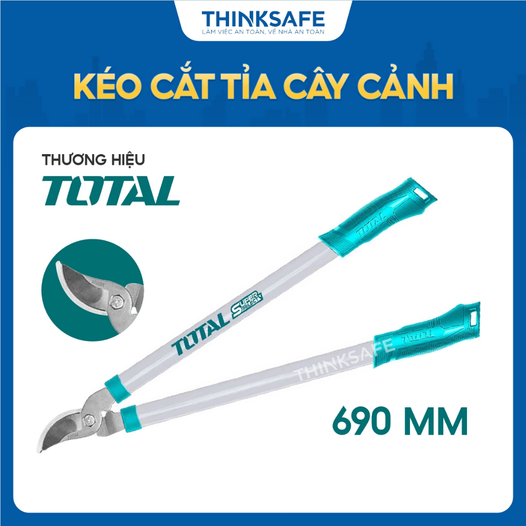 Kéo cắt tỉa cây cảnh 690mm Total THT1527201, cắt tối đa 18mm, sử dụng  thép cacbon, kép cắt cành chính hãng - Thinksafe