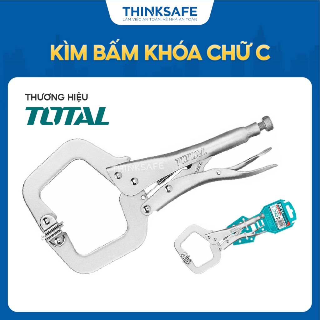 Kòm bấm khóa chữ C Total THT111113 kích thước 11 inch sử dụng thép carbon không gỉ, kìm kẹp chữ C mạ niken - Thinksafe