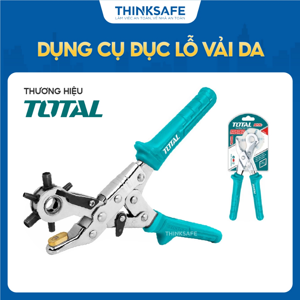 Dụng cụ đục lỗ vải da Total THT33526 kích thước 2,5mm, 3mm, 3,5mm, 4mm, 4,5mm, 5mm tiết kiệm 30% sức lực - Thinksafe