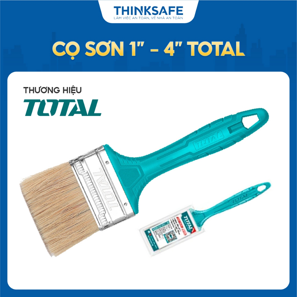 Cọ Sơn TOTAL kích thước 1inch, 2inch, 3inch, 4inch, chiều dài cọ lông từ 40mm - 51mm tay cầm bằng nhựa - Thinksafe