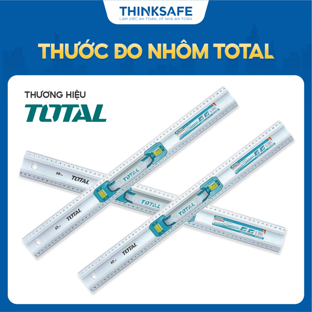 Thước đo nhôm Total TMT222606 kích thước 60cm có tay cầm, chất liệu nhôm anodized chịu lực tốt, Thước lá - Thinksafe