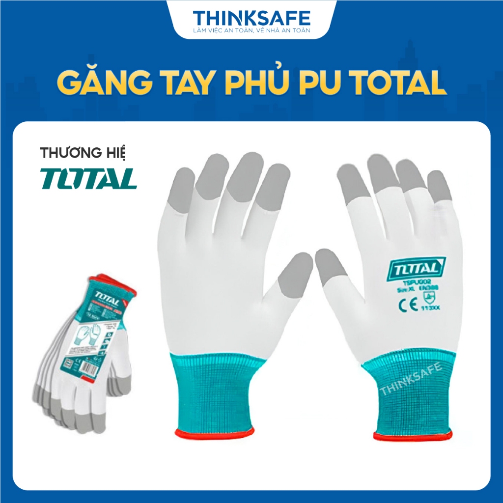 Găng tay phủ PU TOTAL size XL TSPUG02 TSPUG01 Keo PU nhúng lòng bàn tay, thuận tiện sử dụng trong công việc - Thinksafe