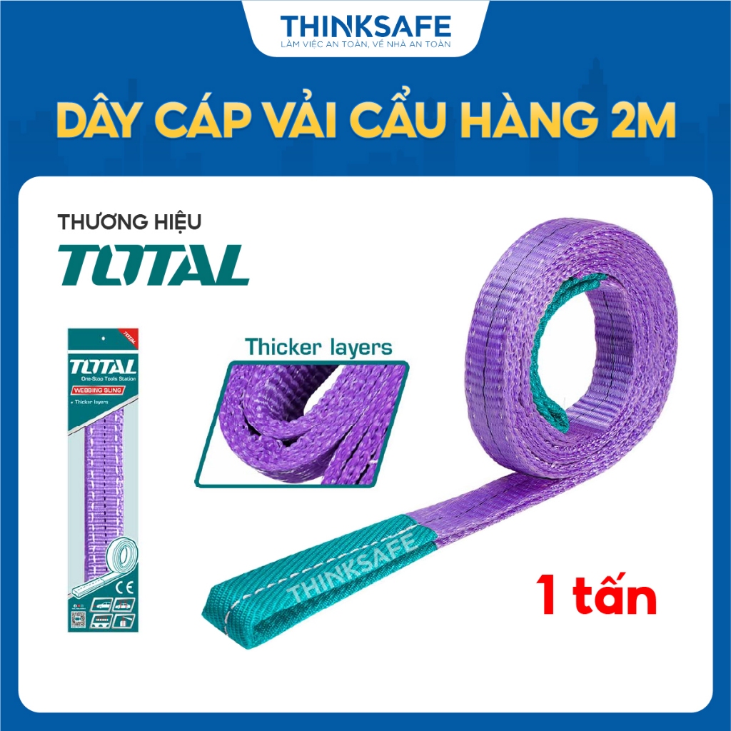 Dây cáp vải cẩu hàng 1 tấn TOTAL THTWS0102 THTWS0103 khả năng tải 1T x 2m-3m, dây cáp tiết kiệm và thích ứng - Thinksafe