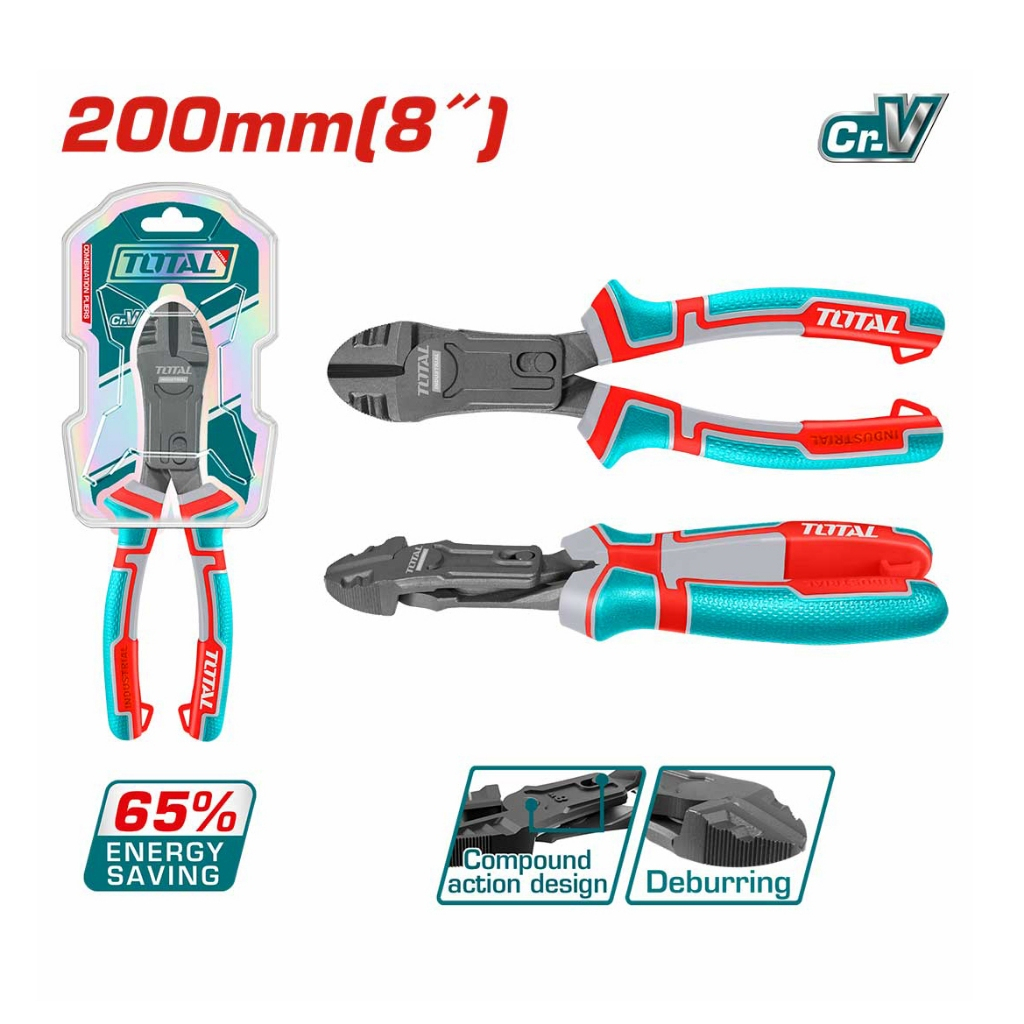 Kìm cắt trợ lực Total THTC530806 kích thước 8inch/200mm, Tiết kiệm 65% sức so với kềm thông thường - Thinksafe